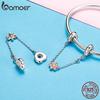 BAMOER 925 Stelring Silver Safety Chain Kitty Cat Four Leaf Clover Charm Fit Original Bracelet Jewelry