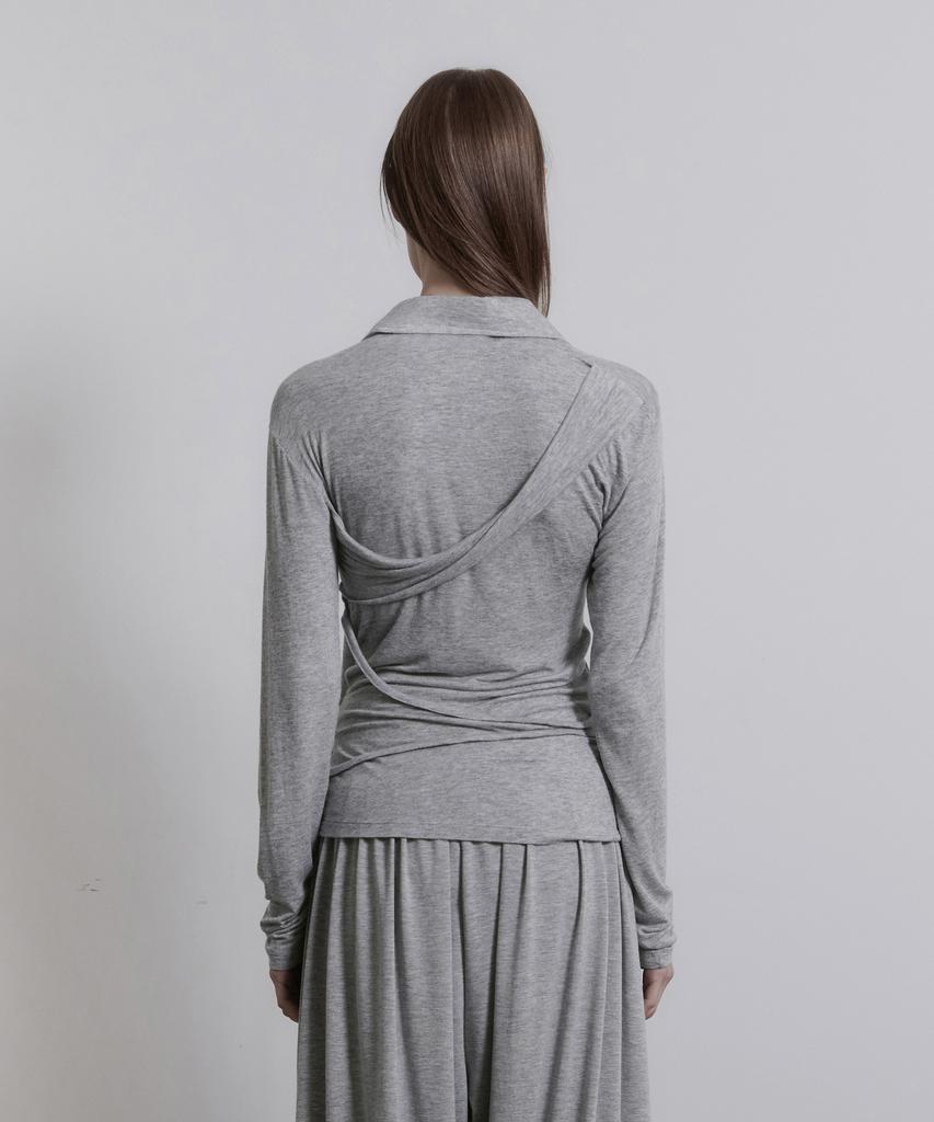 JINJUSE Knot Veil Top [Melange Gray]