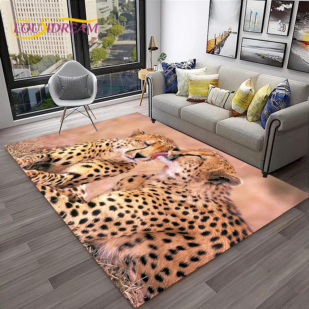 Beast Leopard Cheetah Cartoon Animal Carpet Rug for Home Living Room Bedroom Sofa Doormat Decor,kids Area Rug Non-slip Floor Mat