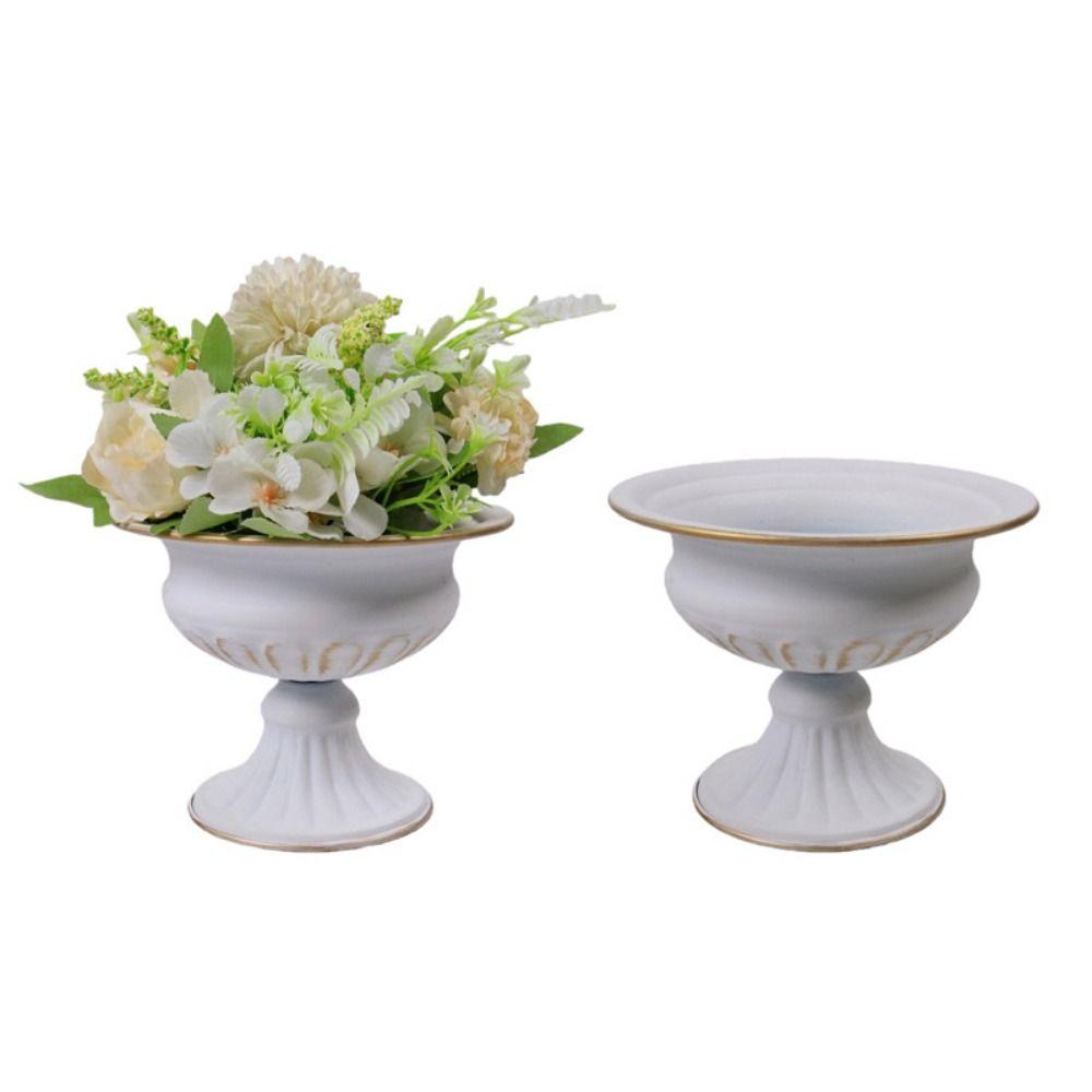 European Retro Flower Vase High-footed Metal Urn-shaped Vase Elegant Luxury Flower Pots Floral Arrangement