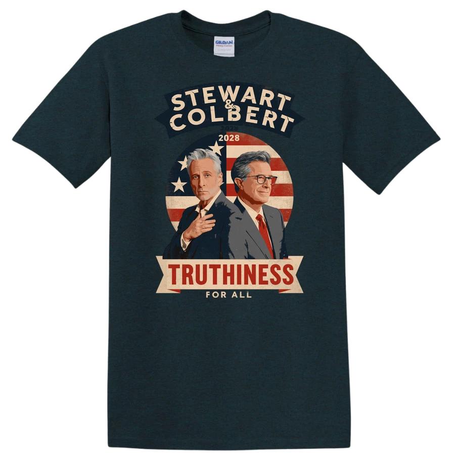 Stewart Colbert 2028 T Shirt Truthiness For All Political Campaign Vote Tee Gift XXXL