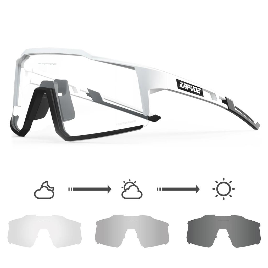 Kapvoe Photochromic Sunglasses Men Cycling Glasses UV400 MTB Clear Mountain Bike Transition Bicycle for Women Sports Eyewear