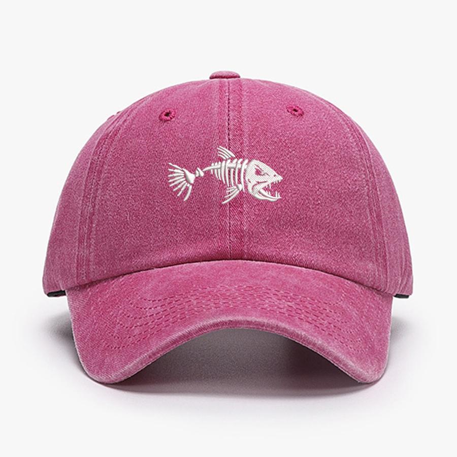 Embroidered Skullfish Fish Bone Vintage Soft Baseball Caps Men Women Water Washed Hat Sports Fishing Summer Autumn Peaked Cap
