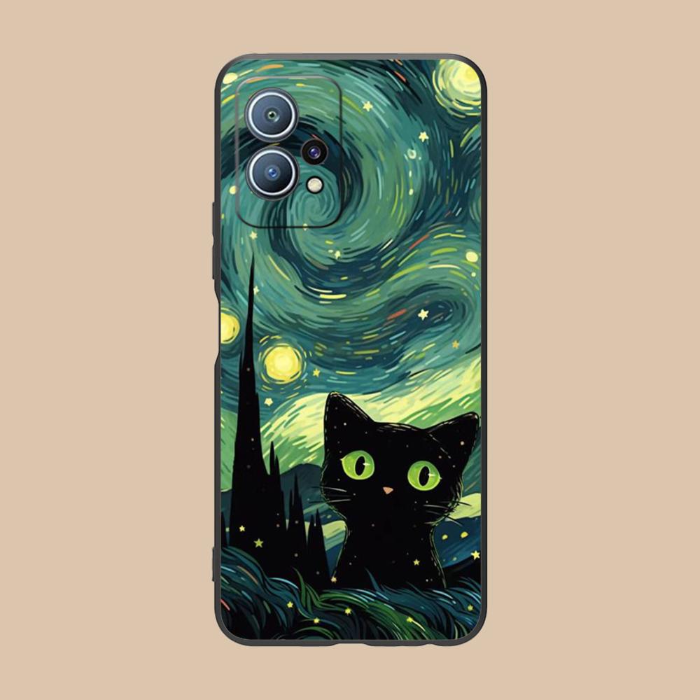 Luna Mond Katze Handyhülle für Huawei P60 P50 P40 P30 P20 P10 P9 P8 Pro Lite Plus Bunte Druckabdeckung Cover Smartphone