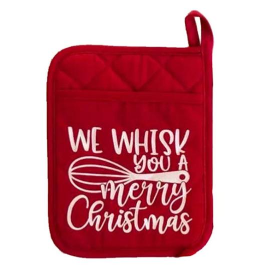 Christmas Oven Mitt with Storage Pocket Heat-Resistant Pot Holder