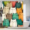 Adorable Cat Shower Curtain Multi-Colored Cartoon Cats Bathing Room Decor Waterproof Fabric 3D Printing Shower Curtains For Home