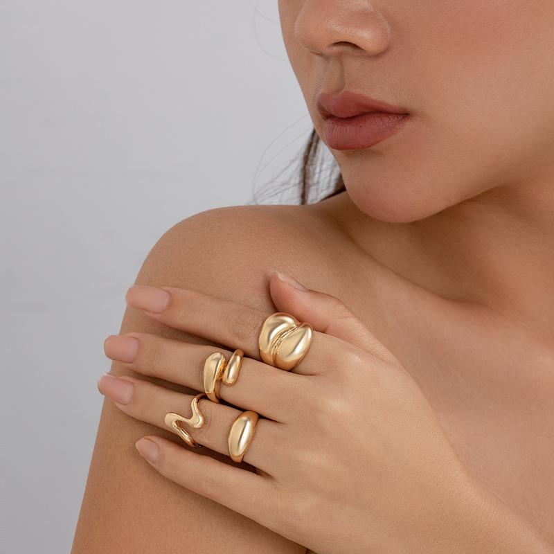 3/4Pcs Dating Rings Open Rings Adjustable Finger Rings Geometric Open Rings Finger Jewelry Suitable For Party Daily