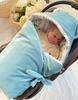 Sleeping bag with hood for car seat, velvet/cotton, 90x90 (navy blue + deer)