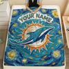 Custom Name Miami Dolphins2 Flannel Blanket, High Quality Comfortable for All Seasons, Home Decor, Warmth and Comfort