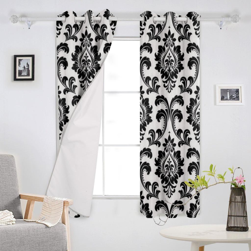 Black Baroque Pattern Window Curtain For Living Room Bedroom Luxury Home Kitchen Decor Items Curtains