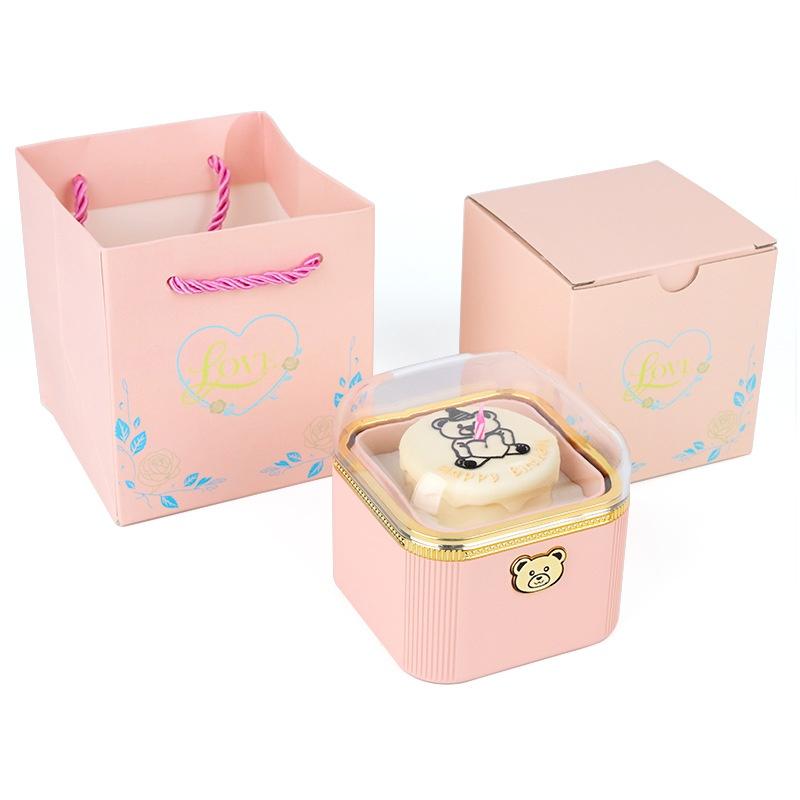 Fashion Cute Flip Necklace Box Romantic Dustproof Rotating Rose Box Automatic Plastic Necklace Storage Case Birthday