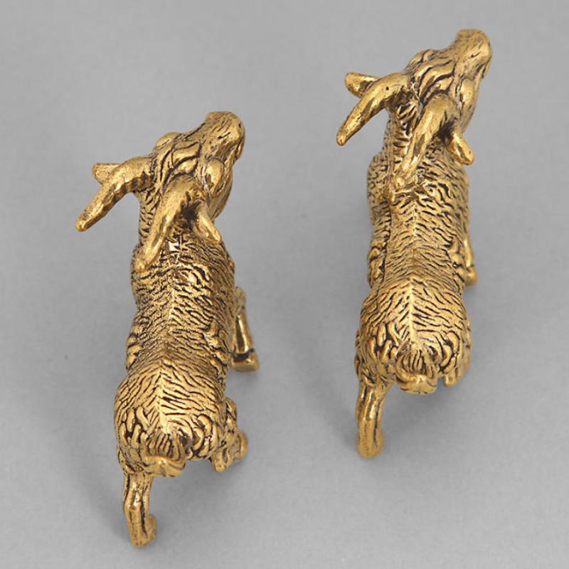 Solid Brass Goat Small Statue Desktop Ornaments Vintage Zodiac Animal Figurines Model Lucky Home Decorations Crafts Accessories