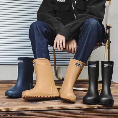 Herren Gummistiefel 2024 Schlupfstiefel Halbhoch Wasserdicht Arbeitsstiefel Komfort Rutschfest Anglerschuhe für Herren