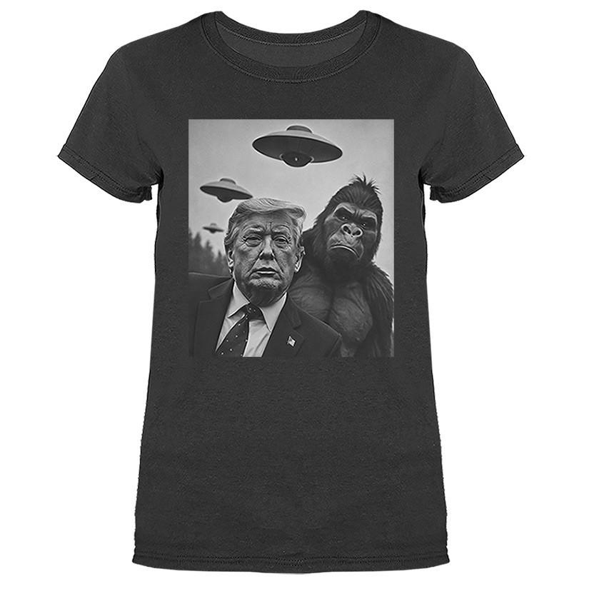 Trump Selfie with Sasquatch Big Foot UFO Funny Humorous Women s  T-shirt Unisex T-Shirt S