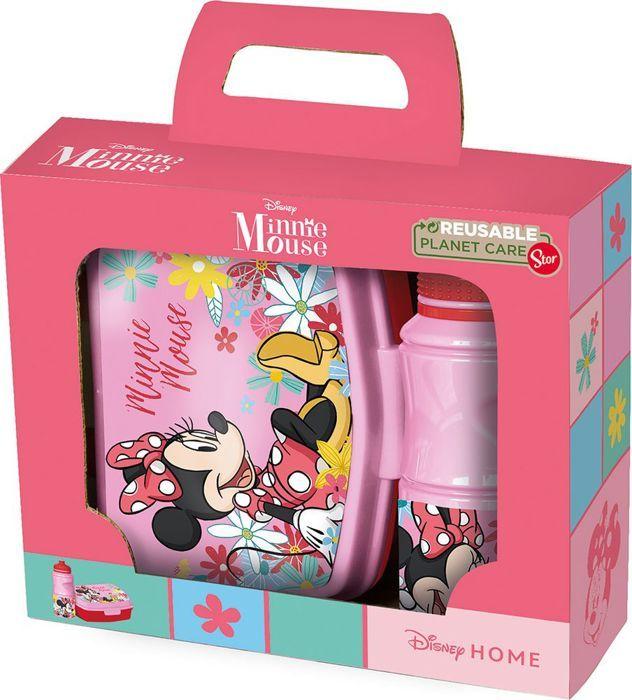Set bouteille et boîte à sandwich - Disney - Minnie - 380 ml - Plastique alimentaire - Antidérapant