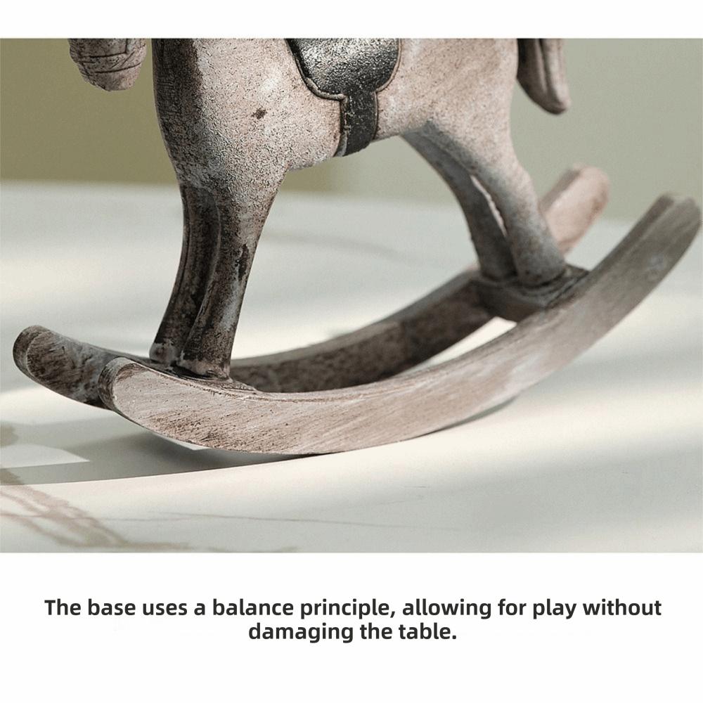 Wooden Craft Wooden Rocking Horse Nordic Retro Balance Art Ornament Desk Decor Xmas Decoration