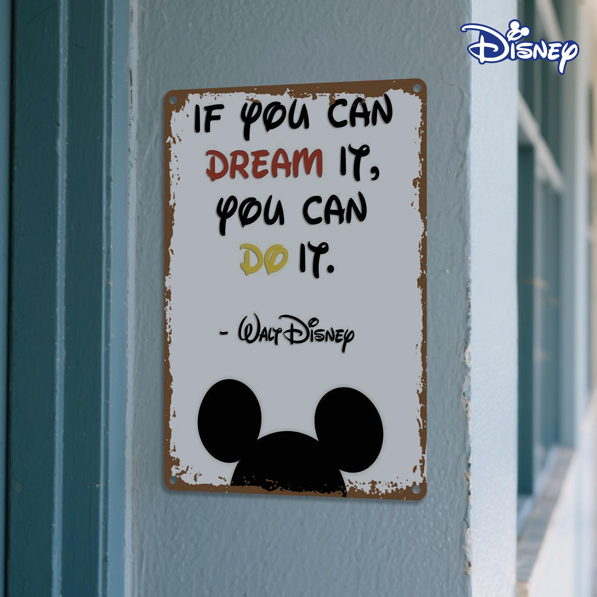 

Плаский 2D, 1 шт. Металева табличка Disney Vintage Міккі Маус та цитата Уолта Діснея - 20,32x30,48 см Ретро Залізна Настінна Декорація з Іконічним Якщо Y 20x30cm（7.8x11.8inch）