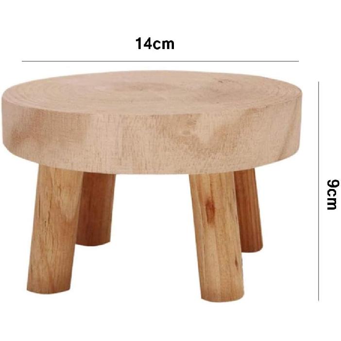 Mini Wooden Stool Display Stand, Flower Pot Stool Vintage Wood Grain Wooden Plant Stand for Indoor Outdoor Office Dining RoomDecor (A,S)