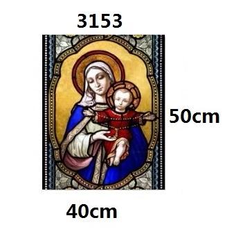 Custom Size Stained Glass Window Film Jesus Virgin Mary Static Cling Frosted Glass Decal for Home Church Door Decor