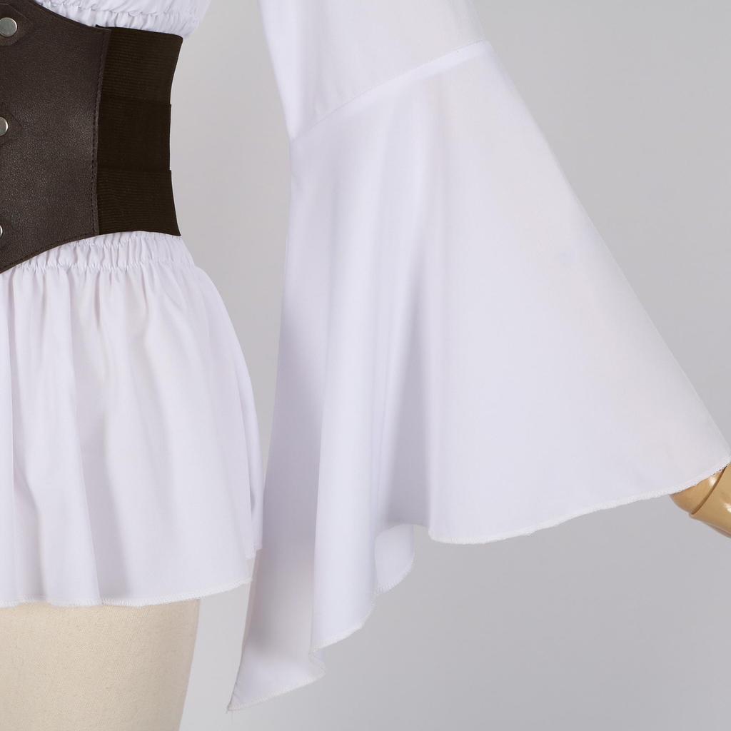 Women's Victorian Ruffle Bohemian Pirate Shirt with Belt