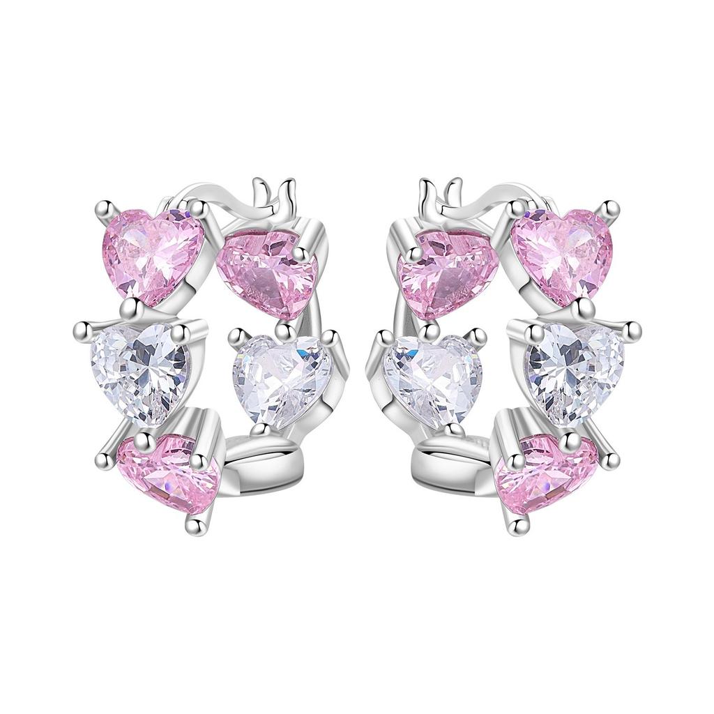 Elegant Heart Zircon Infinity Hoop Earrings Fashionable Advanced Temperament Jewelry For Women