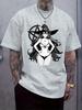 Casual Crew Neck T-shirt with Anime Girl Print - Regular Fit