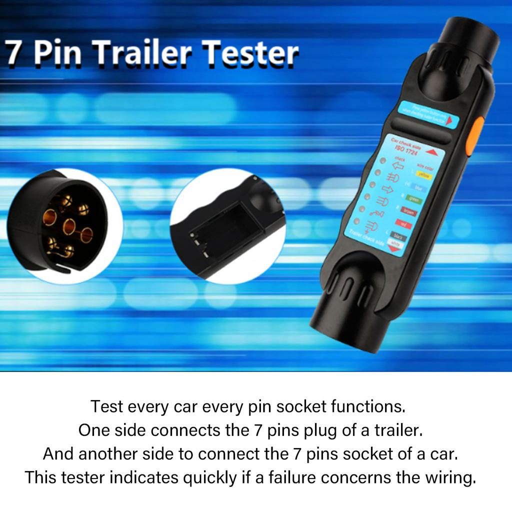 Trailer Socket Tester 7 Pin Electrical Tow Bar Wiring Circuit Light Test Tool for Truck RV