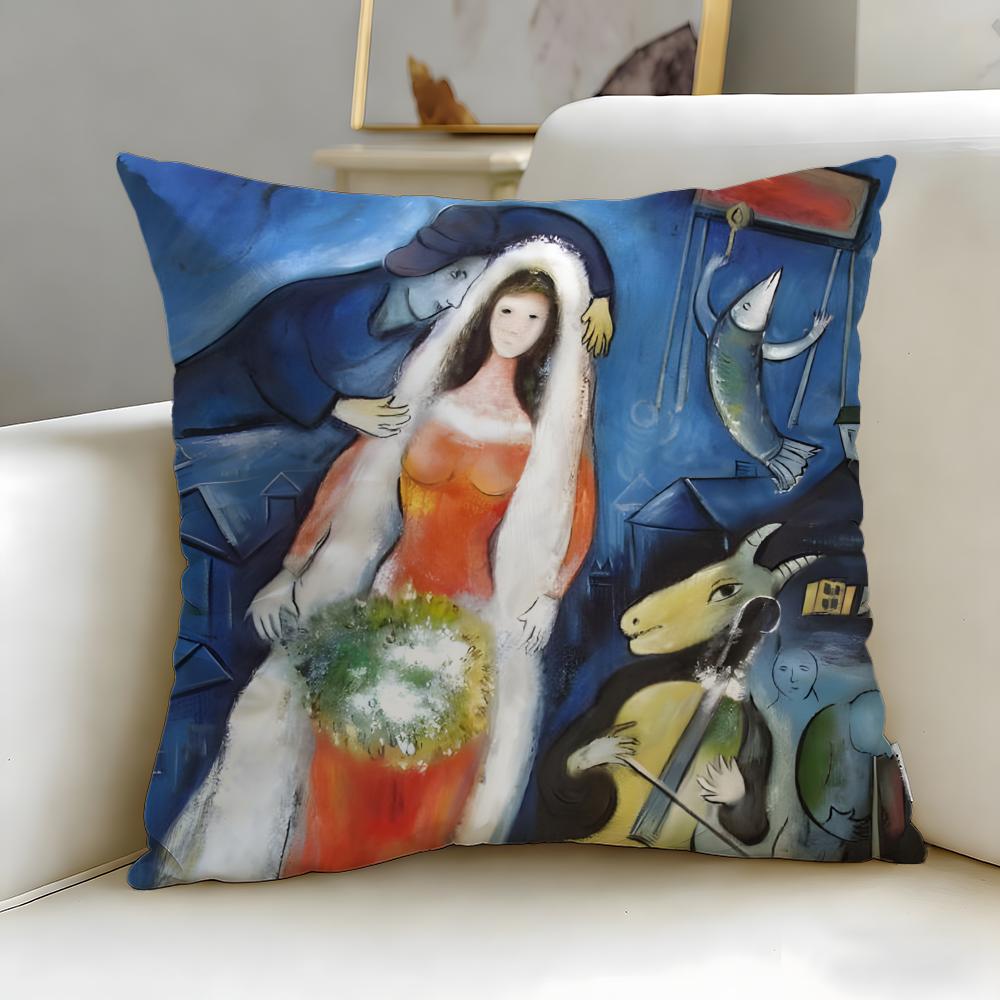 Classic Painter Marc Chagall Cushion Cover Soft & Easy-Wash Pillow Case – Versatile for Couch, Bed, Travel and Office