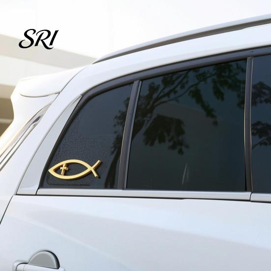 Adesivi Decalcomanie per Auto Emblema a Forma di Pesce Texture Metallica 3D Adesivo Auto con Forte Adesivo Impermeabile Resistente al Sole per Carrozzeria Paraurti Finestrino Colorato