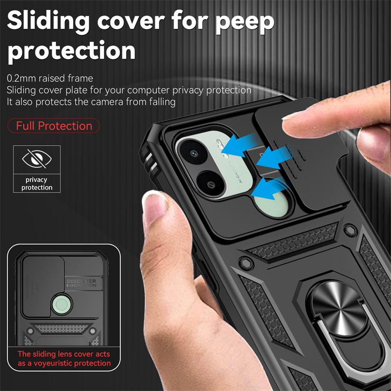 Full Cover For Xiaomi Poco C51 Case For Poco C51 C 51 Push Window Magnetic Phone Holder Back Case For Poco C51 Case 6.52 inch