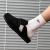 Soft Leather Bag Head Cool Slippers Thick-soled Boken Shoes Men's 2025 New Lazy Fishing Outer Shoes 59901 black-J