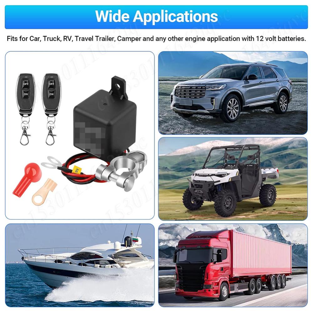 Remote Battery Disconnect Switch 12V 200A Car Kill Switch Anti-Theft Prevent Battery Drain Remote Control Cut Off Switch for Car