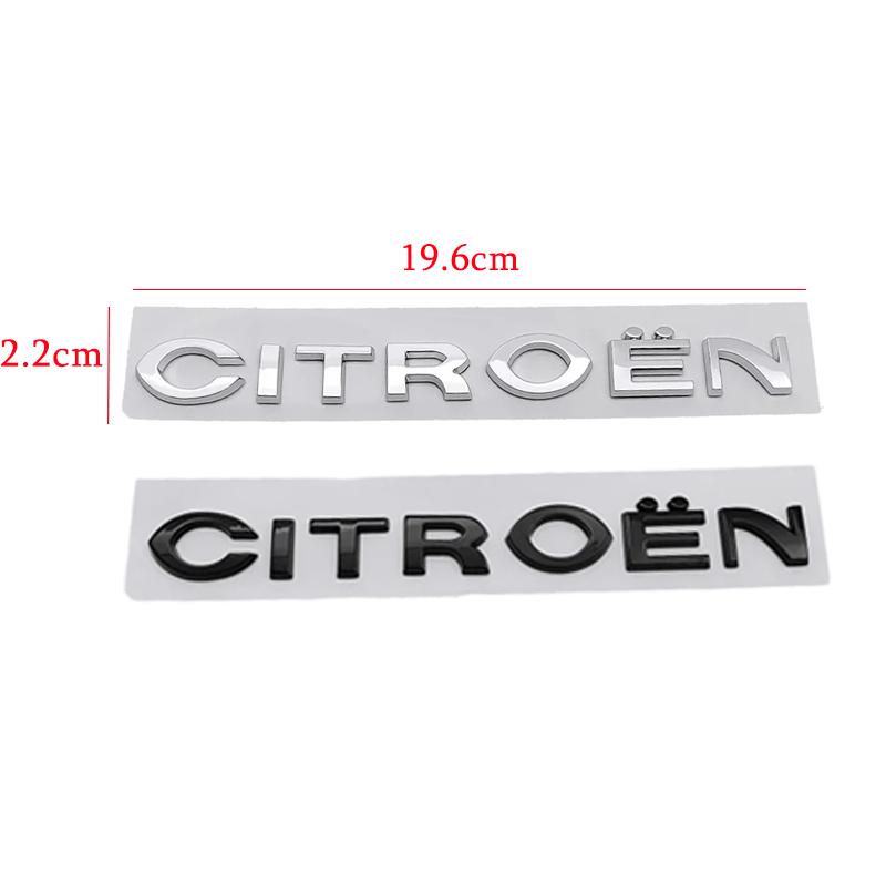 Plata Negra para Citroën C1 C2 C4 C5 Elysee ABS Cromo Logo Emblema Letras Insignia Estilo Exterior del Coche Pegatina Trasera del Maletero del Automóvil