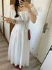 French ruffle edge one-word shoulder dress children's summer new super good-looking niche design temperament long dress