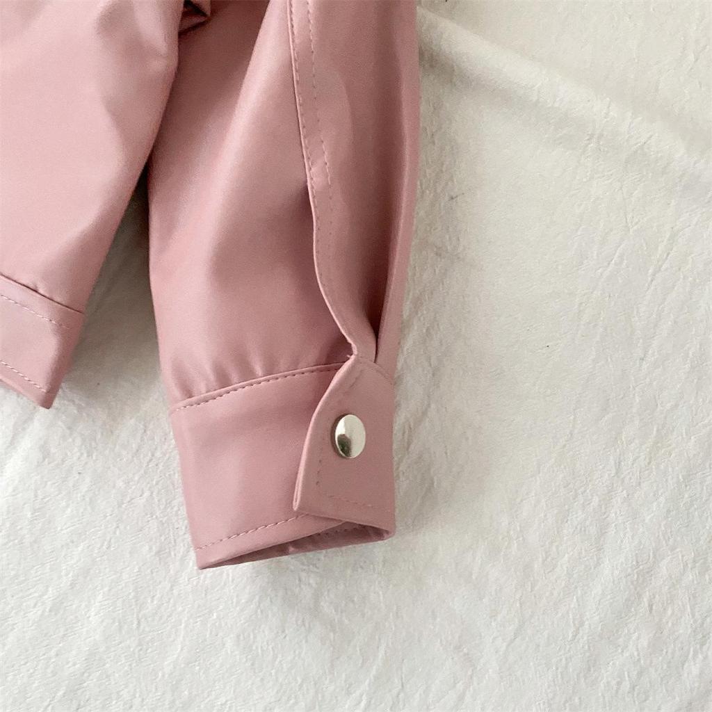 Jesienny strój motocyklowy ze skóry PU dla dziewcząt: Koreański Zestaw Kurtka i Plisowana Spódnica