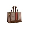 Coach Dempsey 30 Textured Logo Stripe Classic Monogram Pebble Leather Fabric And Leather Shoulder Tote Bag Large Women handbags CQ877-IMVGB