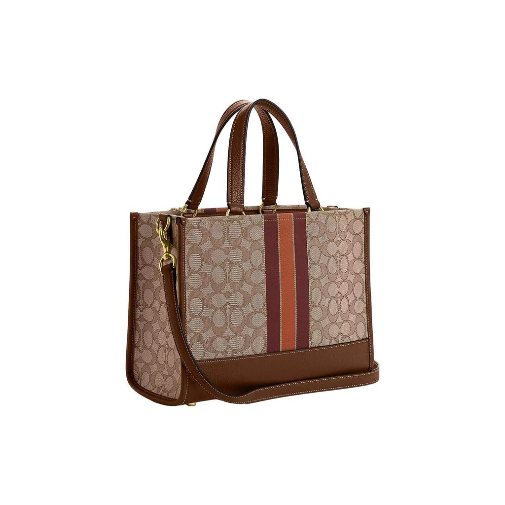 Coach Dempsey 30 Textured Logo Stripe Classic Monogram Pebble Leather Fabric And Leather Shoulder Tote Bag Large Women handbags CQ877-IMVGB