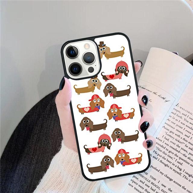 

Dachshund Doxie Dogs Hearts Phone Case Cover For iPhone 17 Air 15 16e 14 13 12 Pro Max 11 Pro Max Plus Coque Shell iPhone 15pro