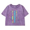 Rainbow Bear Patternprinting Female Washed Short T-Shirt Fashion Tshirt Street Tops Summer Midriff-Baring Clothes