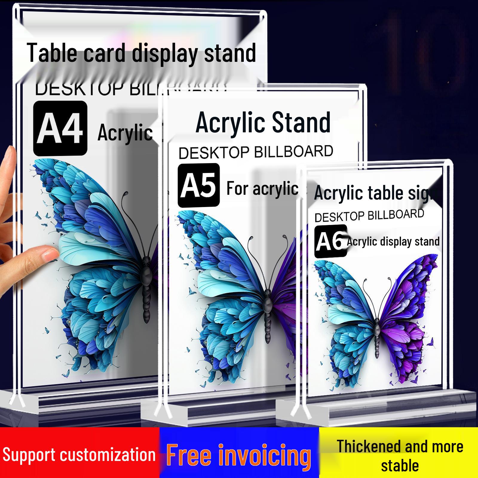 

Acrylic Magnetic Table Card Display Stand - Strong Advertising Frame for Label Display A6 Vertical 100*150mm