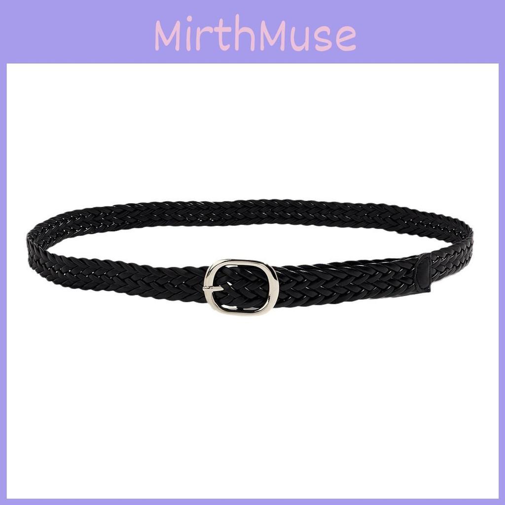 Womens Pu Black Woven Belt With Alloy Closure Design For Trendy Casual Outfits