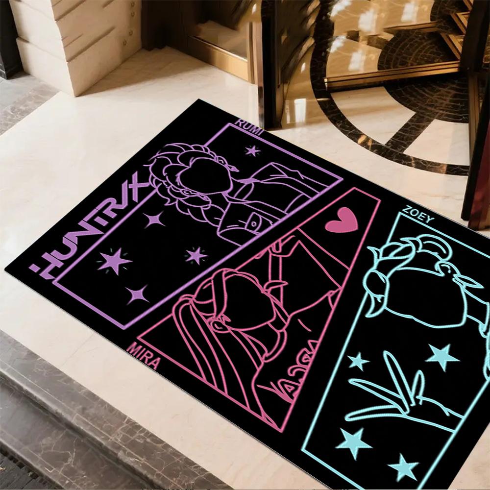 K-pop Fashion Fusion Floor Rug Office Rug Perfect for Dining Room Study room Balcony Living Rooms Anti-slip Rug Anime Office Decor Best for Christmas