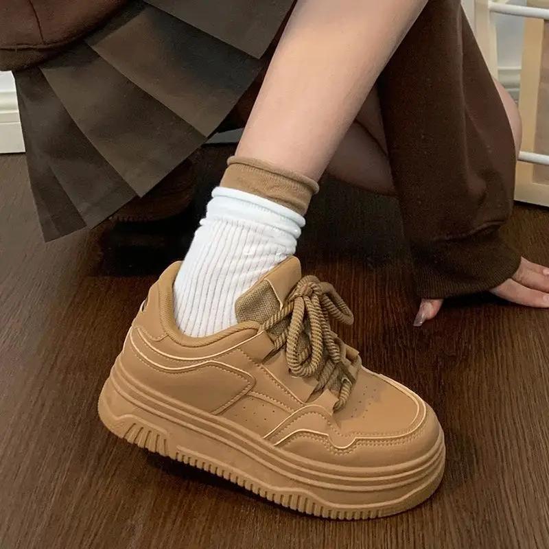 Fashion New Arrival 2025 Lace Up High on Platform Woman Footwear Designer Luxury Light Daily Routine Fashion 39 Casual Shoes for Women