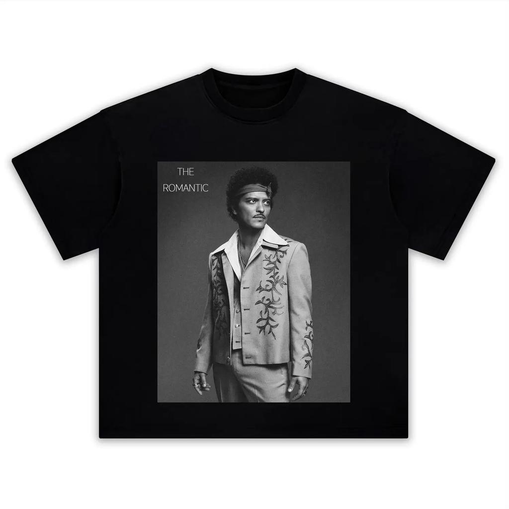 singer Bruno Mars portrait graphics Cotton Tshirt Unisex New Summer Hip hop unisex Short sleeve casual shirt fan gifts