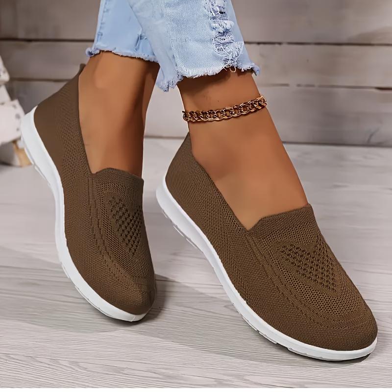 Sneakers, 1 Pair of Lightweight and Breathable Women's Knitted Flats, Breathable Low-top Fitness Shoes,