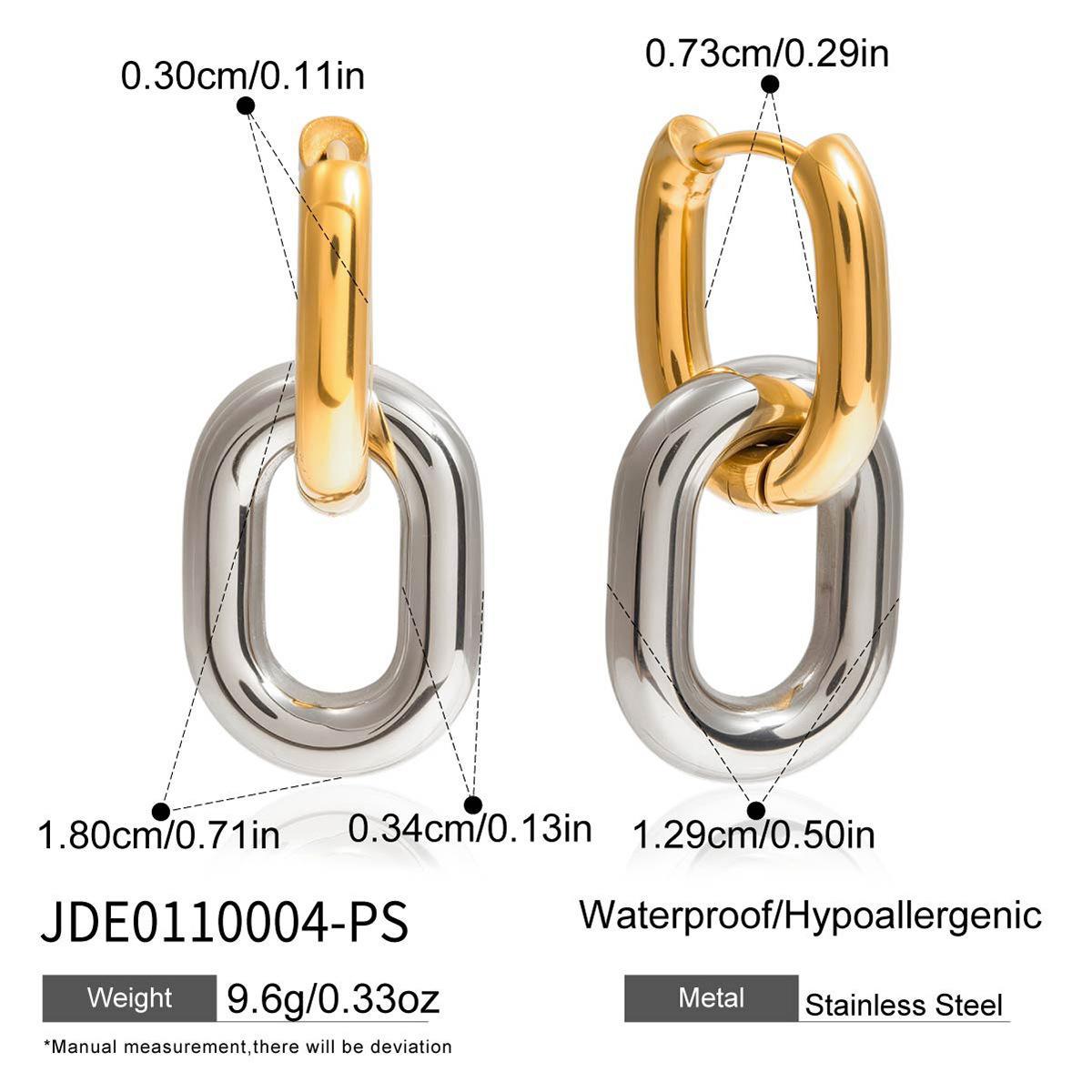 Light luxury niche minimalist style color matching double ring earrings