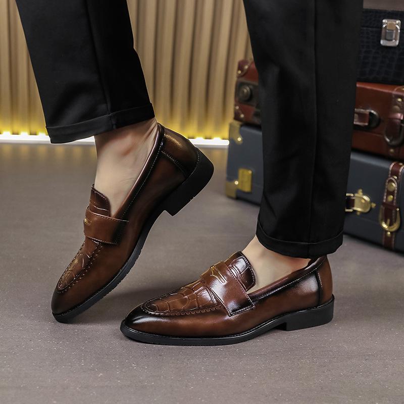 Men's British Style Leather Loafers - Breathable, Formal & Casual Slip-on Shoes