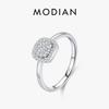 MODIAN Sparkling VVS1 D Color Pave Setting Moissanite Ring 925 Silver Wedding Band Ring for Women Fine Jewelry