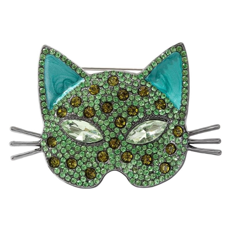 Vintage Cats Head Brooch With Sparkling Rhinestones Elegant Retro Design Accessory For Jackets Coats And Dresses