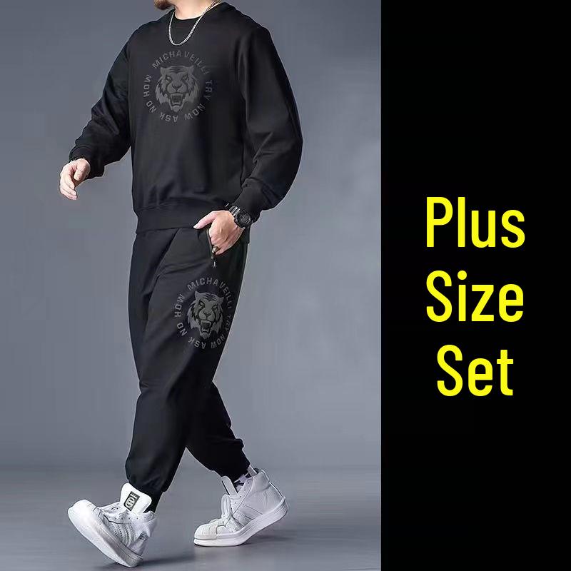 Men's Plus Size Loose Fit Autumn Hoodie & Joggers Set
